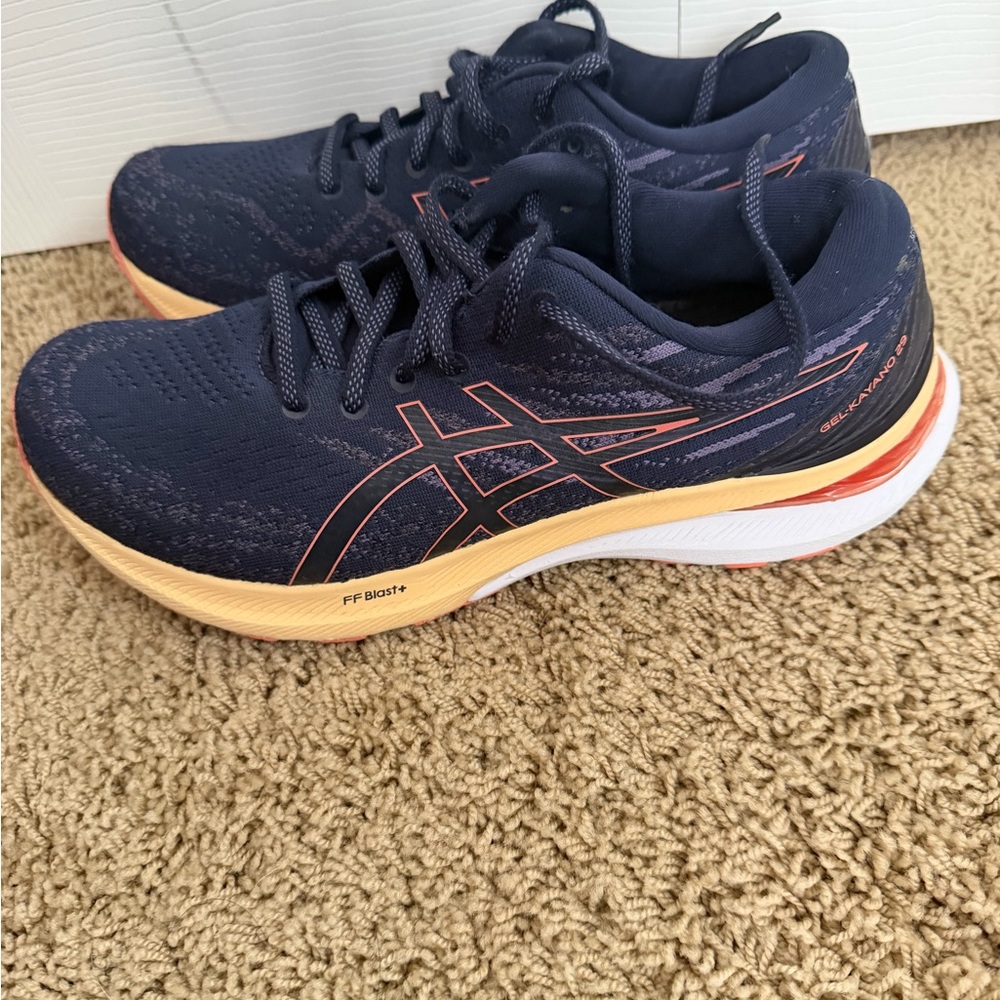 ASICS Women’s Dark Blue Sneakers with Peach Highlights